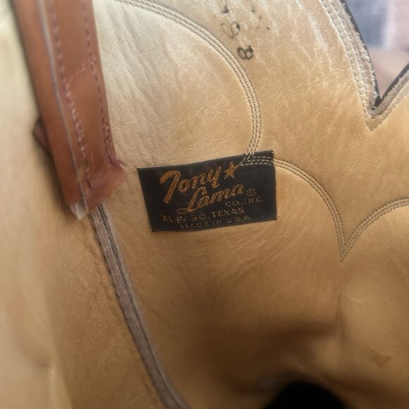 Tony Lama Vintage Gold Label Western Cowboy Boots Mens 10.5 E - Picture 7 of 12
